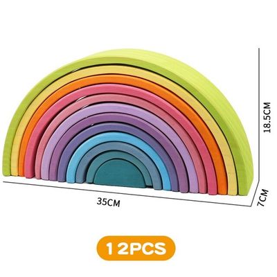 3D 2.75in 적층 무지개 나무로 된 무지개 스택커 12 부분