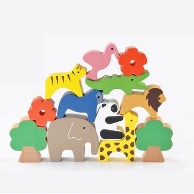 16CM 귀여운 교육적 목재 블럭 완구 목조 건축물 블록은 졌습니다