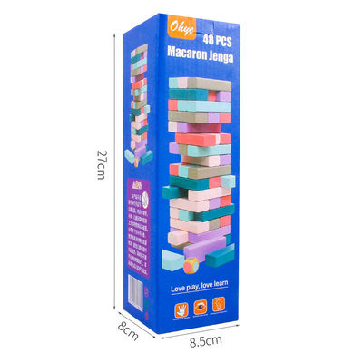 균형 48 PC는 나무로 된 도미노 블록 육체미 있는 무지개 교육용 완구를 착색시켰습니다