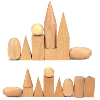 3D 계산 5 센티미터 나무로 된 수학 완구 기하학적인 목재 블럭