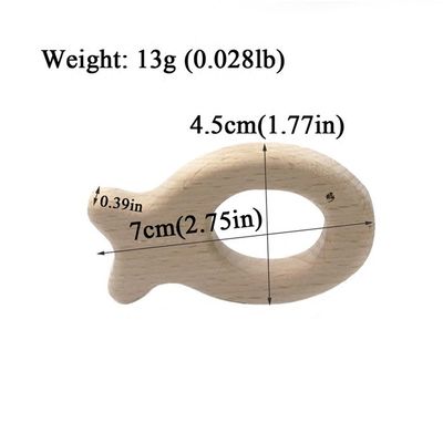 너도밤나무 손으로 만들 55 밀리미터 나무로 된 치생 완구 자연적인 목재 깨물고 노는 장난감 목걸이줄