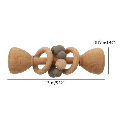 토끼 5.12in 너도밤나무 재목 깨물고 노는 장난감 자연적 나무로 된 토끼 깨물고 노는 장난감