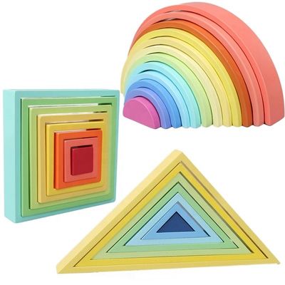 9600 Pcs 자연적이 나무로 되 무지개 스택커 35 센티미터 너도밤나무 비 독성의