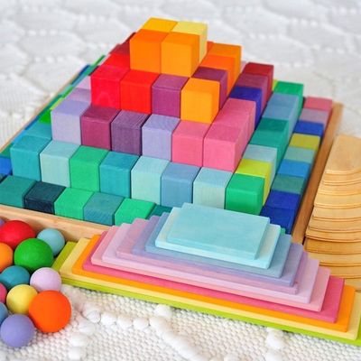 9600 Pcs 자연적이 나무로 되 무지개 스택커 35 센티미터 너도밤나무 비 독성의