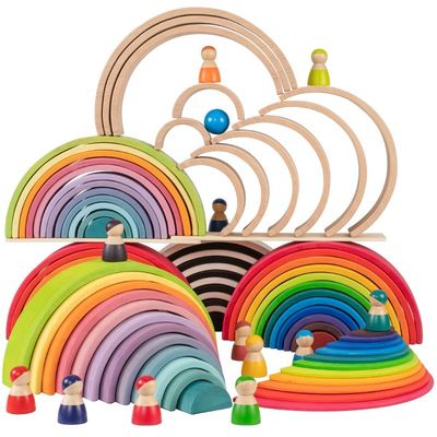9600 Pcs 자연적이 나무로 되 무지개 스택커 35 센티미터 너도밤나무 비 독성의