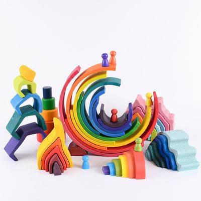 15 센티미터 다리 목조 건축물 블록 완구 둥지를 트는 무지개 블록 셋을 어린애처럼 다루세요