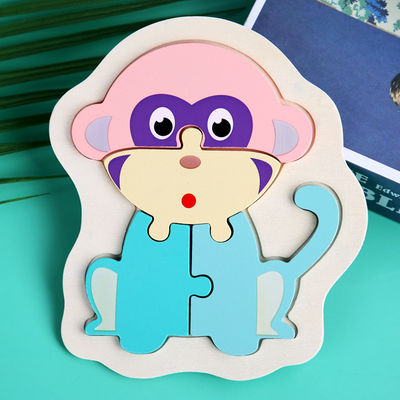 마카롱 3D 목재 블럭 퍼즐 완구 나무로 된 동물 블록