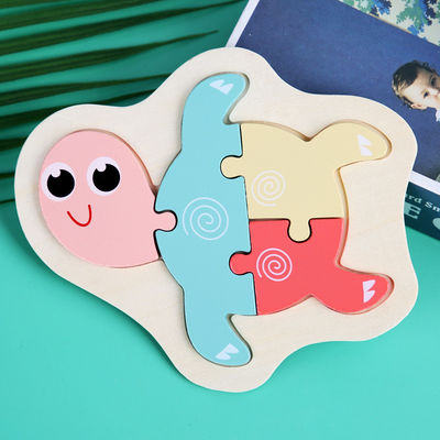 마카롱 3D 목재 블럭 퍼즐 완구 나무로 된 동물 블록