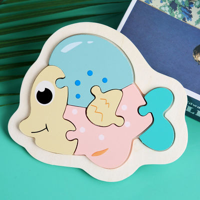 마카롱 3D 목재 블럭 퍼즐 완구 나무로 된 동물 블록