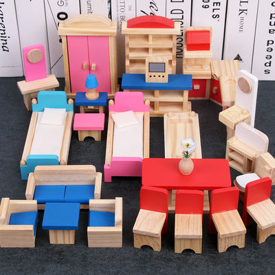 고전적 26CM 나무 인형 하우스 가구 Diy 소형 장난감집 부속물