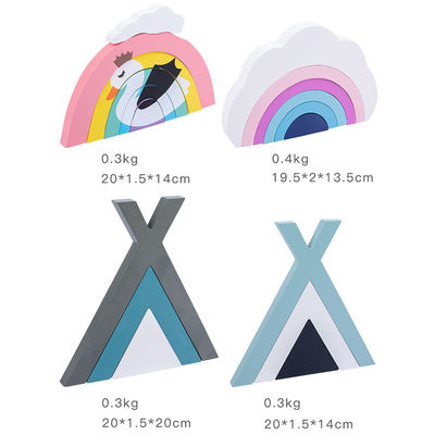 비 유독한 22 센티미터 무지개 스택커 나무 몬테소리 창조적 나무 완구