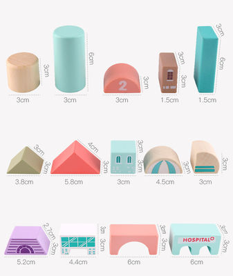 2700g 너도밤나무 나무로 된 도시 건물 블록 115 PC 나무 소재 벽돌 완구