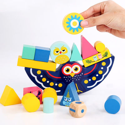 Baby Early Learning Wooden Montessori Moon Balancing Blocks