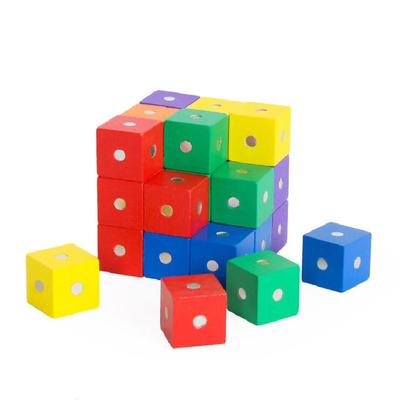 나무로 된 교육적 스퀘어 큐브 무지개 자기 블록 10 pc 2X2X2cm