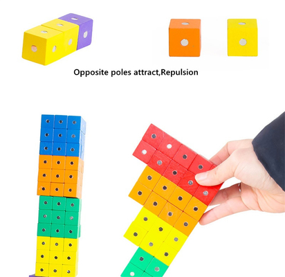 나무로 된 교육적 스퀘어 큐브 무지개 자기 블록 10 pc 2X2X2cm