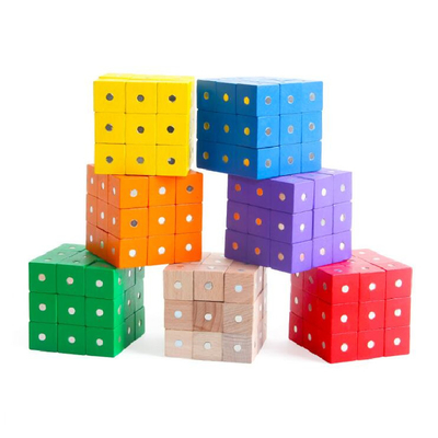 나무로 된 교육적 스퀘어 큐브 무지개 자기 블록 10 pc 2X2X2cm
