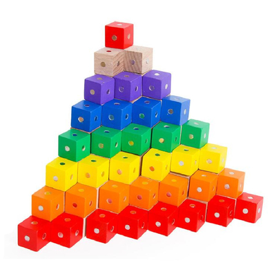 나무로 된 교육적 스퀘어 큐브 무지개 자기 블록 10 pc 2X2X2cm