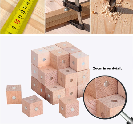 나무로 된 교육적 스퀘어 큐브 무지개 자기 블록 10 pc 2X2X2cm