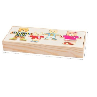 72 PC 나무로 된 동물 조각 그림 맞추기 만화 토끼 곰 드레스