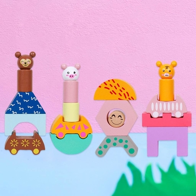 취학 전 유아를 위한 목제 기차 트럭 형태 DIY 교육용 완구