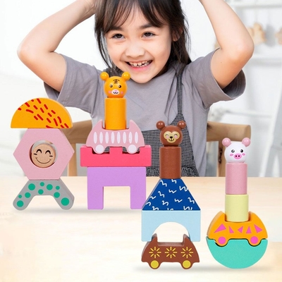 취학 전 유아를 위한 목제 기차 트럭 형태 DIY 교육용 완구