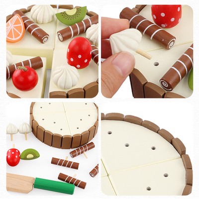 일찍 교육적인 것을 위해 자기를 띠 17PCS 시뮬레이션 나무로 된 작은 주방 세트 DIY