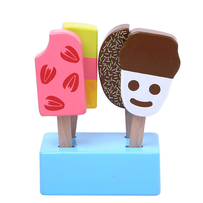 취학 전 여자 남자 장난감을 위한 인쇄된 1 pc 나무로 된 아이스크림 장난감