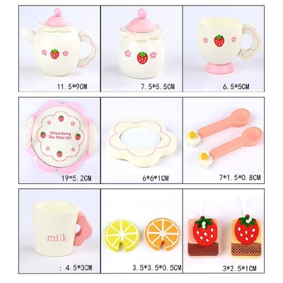레몬 시뮬레이션 주방 나무로 된 세트 창조적 하얀 애프터눈 티