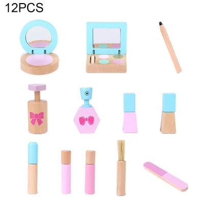 12 PC / 세트 나무로 된 시뮬레이션은 소녀를 위한 놀이 메이크업 키트 장난감을 가장합니다